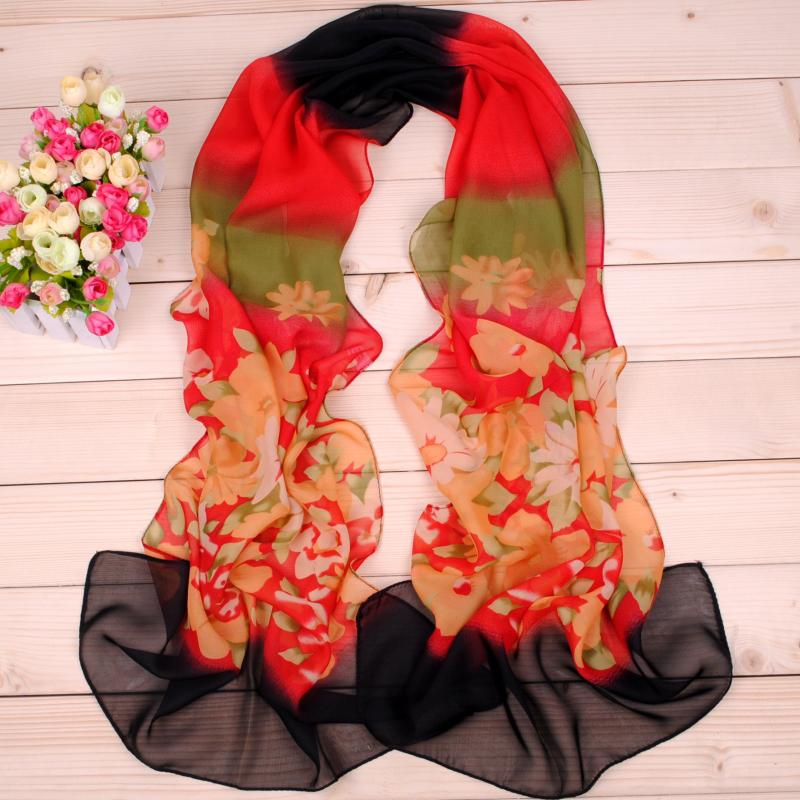 Bohemia Chiffon Scarf Classic Flower Print Shawl Sunscreen Windproof Wrap