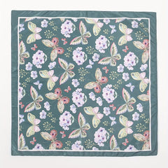Dark Green Butterfly Print Bandana Casual Square Scarf Women Neckerchief