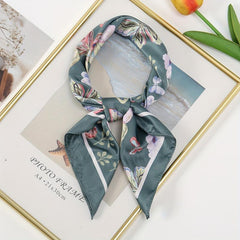 Dark Green Butterfly Print Bandana Casual Square Scarf Women Neckerchief
