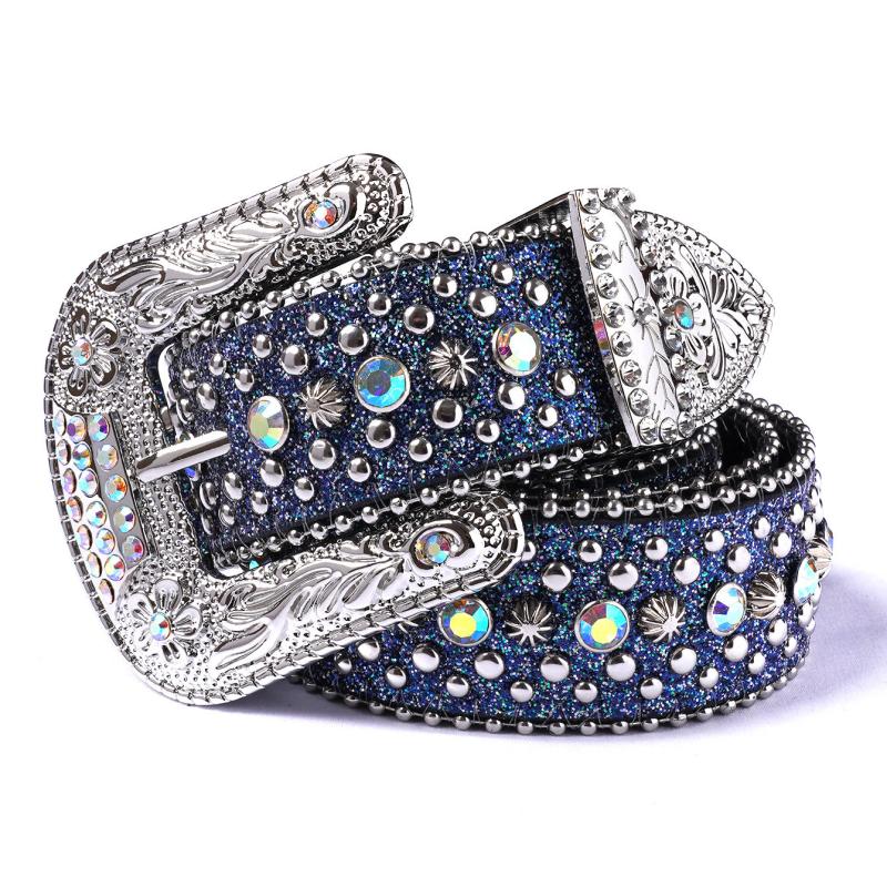 Rhinestone Belt Western Cowgirl Crystal Studded Strap Men Women
