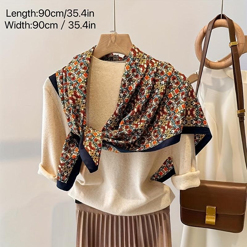 Floral Print Bandana Shawl Casual Satin Square Scarf Silk Head Wrap