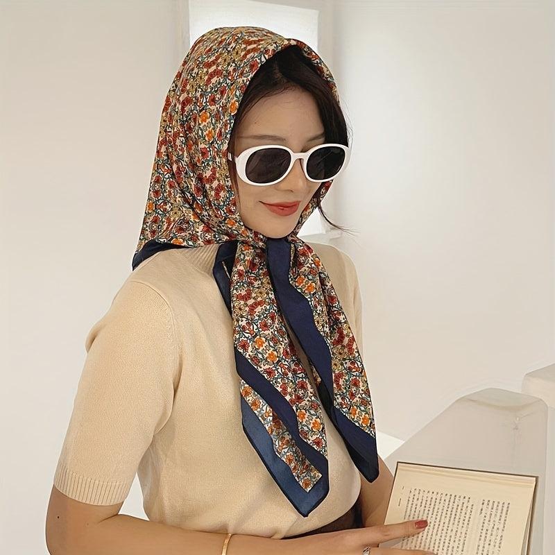 Floral Print Bandana Shawl Casual Satin Square Scarf Silk Head Wrap