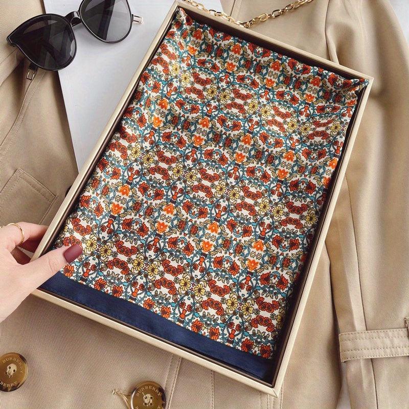Floral Print Bandana Shawl Casual Satin Square Scarf Silk Head Wrap