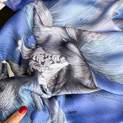 Flower Print Square Scarf Large Satin Shawl Vintage Neckerchief
