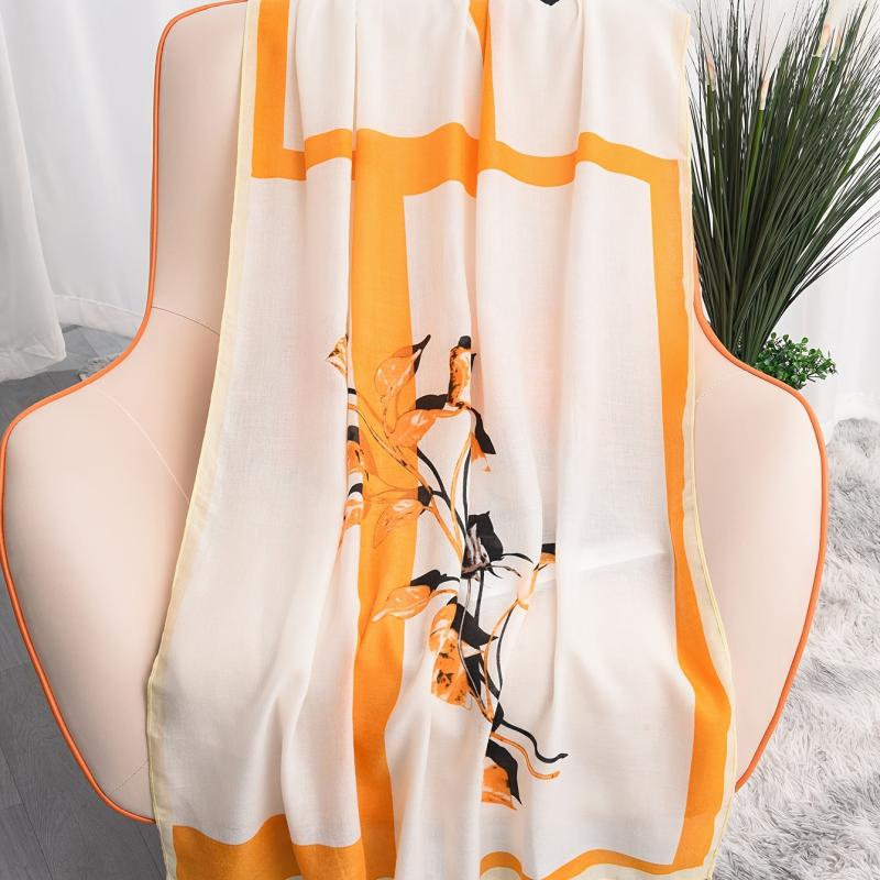 Leaf Print Scarf Women's Thin Decoration Shawl