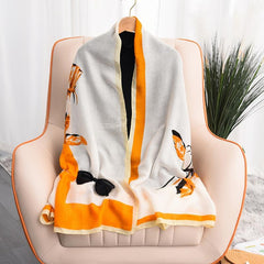 Leaf Print Scarf Women's Thin Decoration Shawl