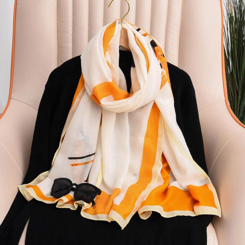 Leaf Print Scarf Women's Thin Decoration Shawl