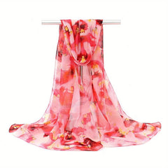 Vintage Lotus Chiffon Scarf Tie Dye Shawl Silk Head Wrap