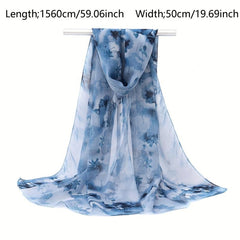 Vintage Lotus Chiffon Scarf Tie Dye Shawl Silk Head Wrap