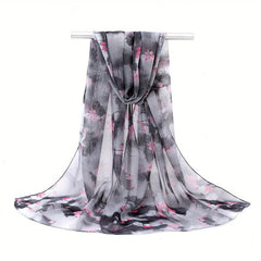 Vintage Lotus Chiffon Scarf Tie Dye Shawl Silk Head Wrap