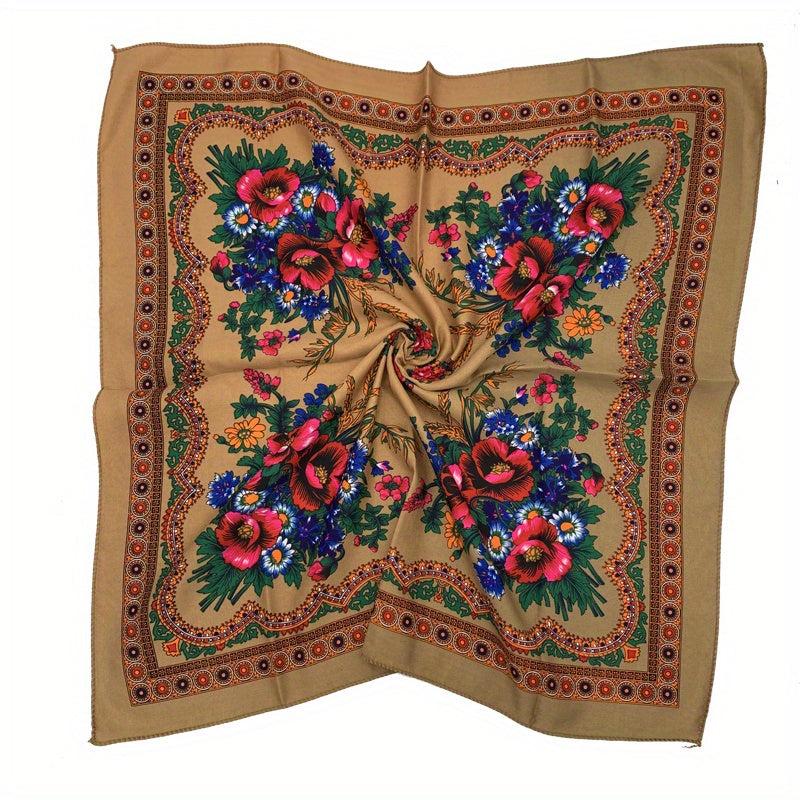 Vintage Flower Print Bandana Boho Square Scarf Women Head Wraps