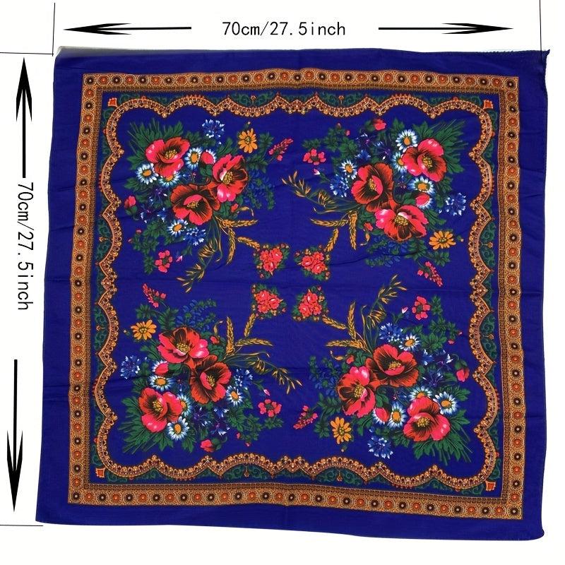 Vintage Flower Print Bandana Boho Square Scarf Women Head Wraps
