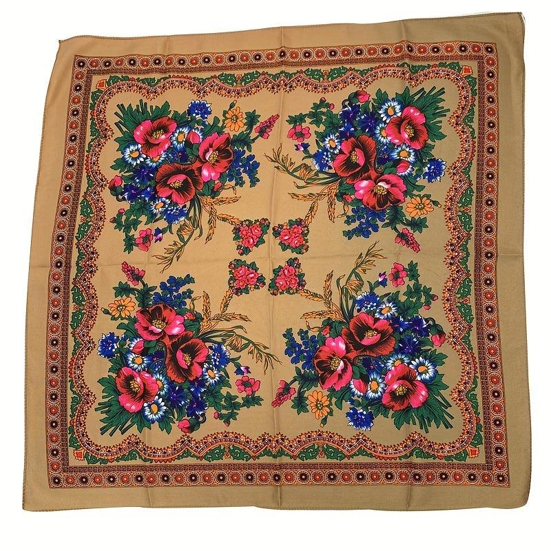 Vintage Flower Print Bandana Boho Square Scarf Women Head Wraps