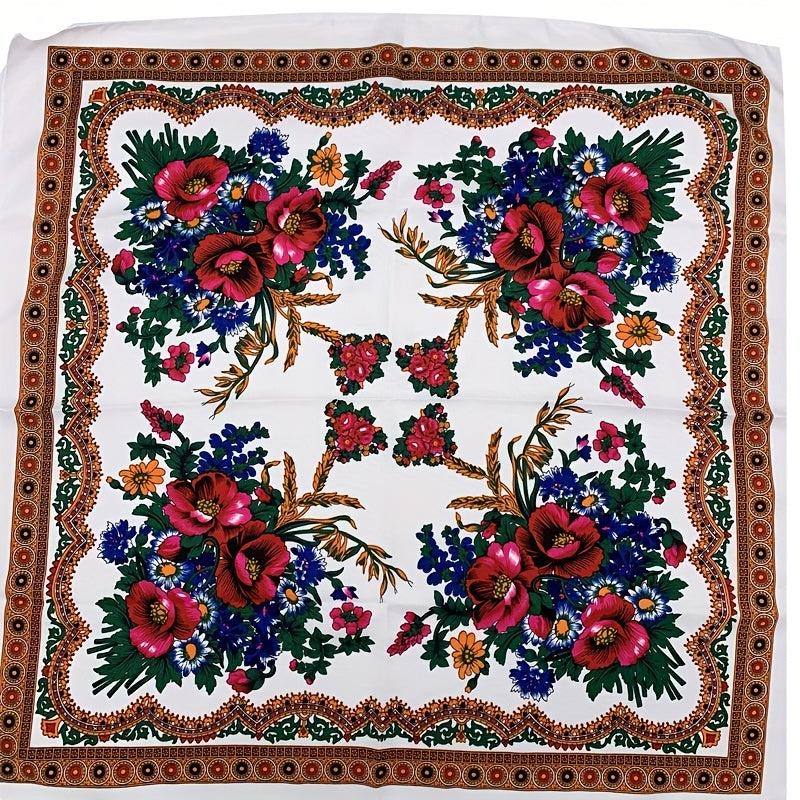 Vintage Flower Print Bandana Boho Square Scarf Women Head Wraps