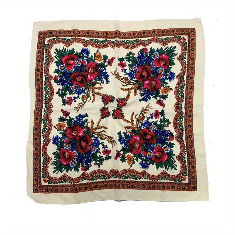 Vintage Flower Print Bandana Boho Square Scarf Women Head Wraps