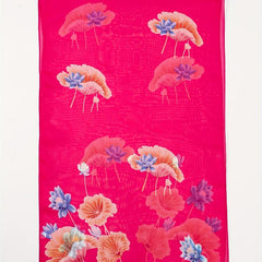 Lotus Print Rose Red Scarf Hijab Shawl Windproof Head Wraps Bandana Women