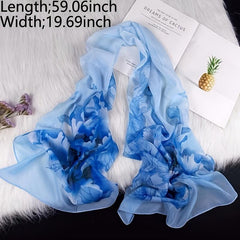 Colorful Chiffon Scarf Floral Print Casual Shawl Head Wrap