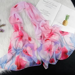 Colorful Chiffon Scarf Floral Print Casual Shawl Head Wrap