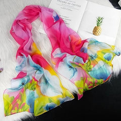 Colorful Chiffon Scarf Floral Print Casual Shawl Head Wrap