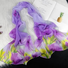 Colorful Chiffon Scarf Floral Print Casual Shawl Head Wrap