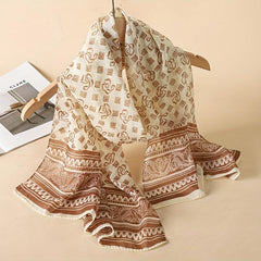 Vintage Geometric Chiffon Scarf Thin Silk Head Wrap