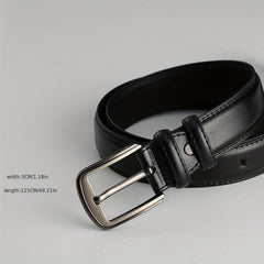 Men's Leather Business Belt with Pin Buckle