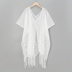 Lace Shawl Solid Cape Tassel Bikini Cover Up Thin Breathable
