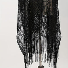 Lace Shawl Solid Cape Tassel Bikini Cover Up Thin Breathable