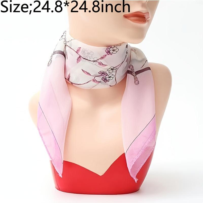 Floral Print Chiffon Scarf - Women Neckerchief Face Mask Accessories