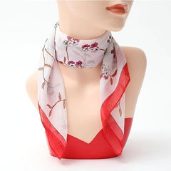 Floral Print Chiffon Scarf - Women Neckerchief Face Mask Accessories