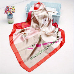 Horse Print Square Scarf Silk Shawl Bandana Satin Neckerchief Head Wrap