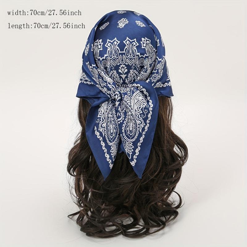 Paisley Print Bandana Silk Satin Square Scarf Neckerchief