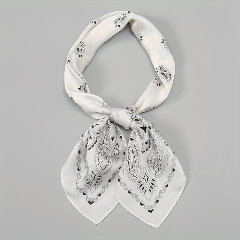 Paisley Print Bandana Silk Satin Square Scarf Neckerchief