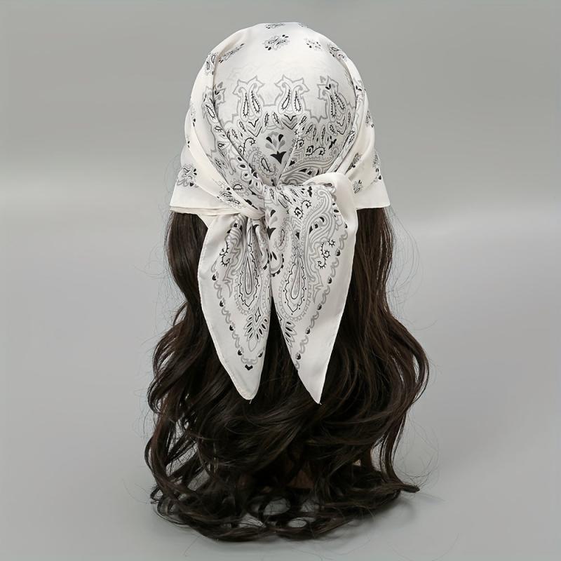 Paisley Print Bandana Silk Satin Square Scarf Neckerchief