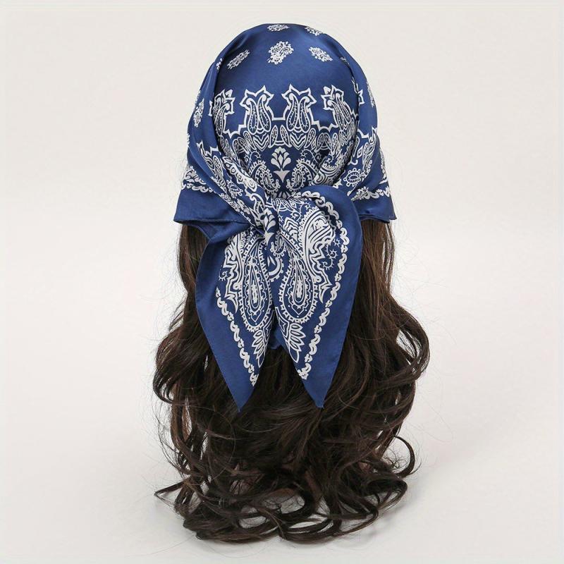 Paisley Print Bandana Silk Satin Square Scarf Neckerchief
