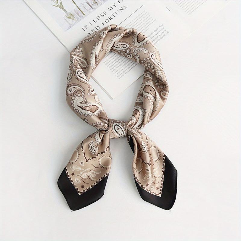 70 cm Satin Square Scarf Paisley Print Bandana Boho Head Neckerchief