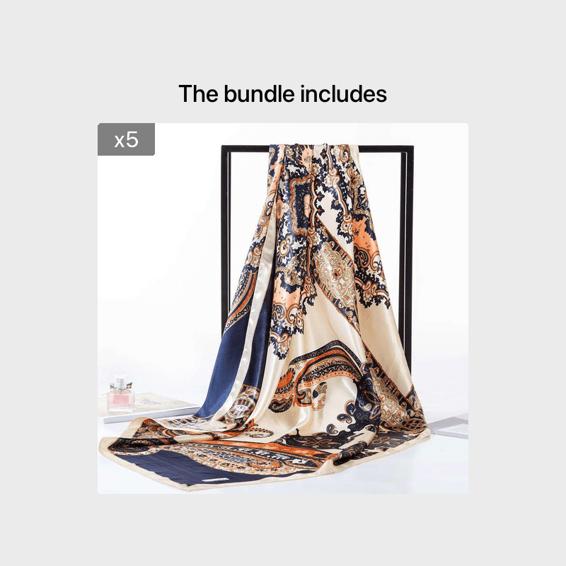 Satin Large Square Head Scarves Silk Ne...