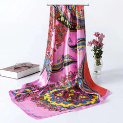 Satin Large Square Head Scarves Silk Ne...