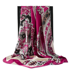 Satin Large Square Head Scarves Silk Ne...