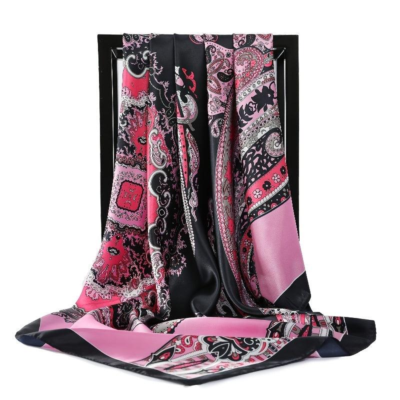 Satin Large Square Head Scarves Silk Ne...