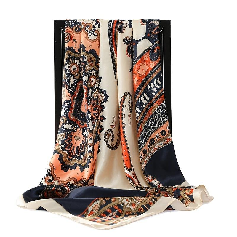 Satin Large Square Head Scarves Silk Ne...