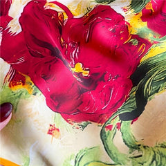 Oil Painting Print Square Scarf Silk Shawl Women Head Wrap Sunscreen