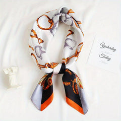 Chain Stripe Print Square Scarf Thin Neckerchief Silk Bandana