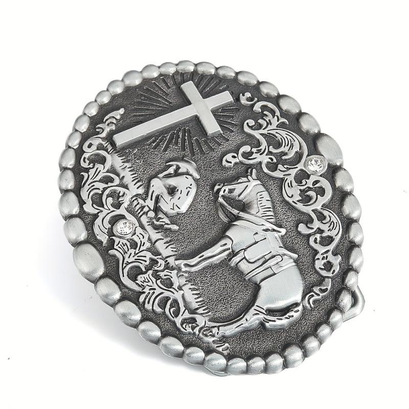 Zinc Oval Embossed Belt Buckle Charm Clasp Hook Jeans Accessory