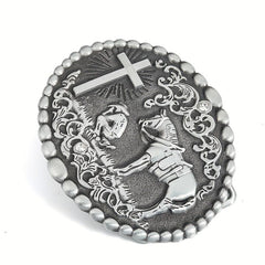 Zinc Oval Embossed Belt Buckle Charm Clasp Hook Jeans Accessory