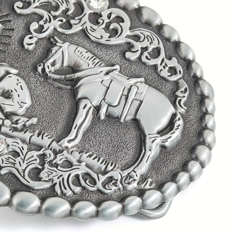Zinc Oval Embossed Belt Buckle Charm Clasp Hook Jeans Accessory