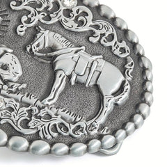 Zinc Oval Embossed Belt Buckle Charm Clasp Hook Jeans Accessory