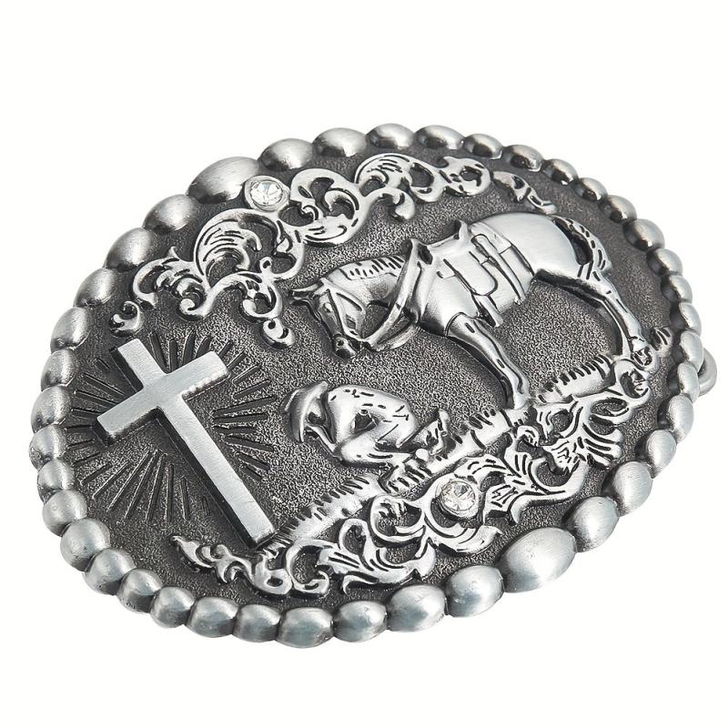 Zinc Oval Embossed Belt Buckle Charm Clasp Hook Jeans Accessory