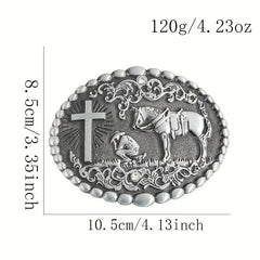 Zinc Oval Embossed Belt Buckle Charm Clasp Hook Jeans Accessory