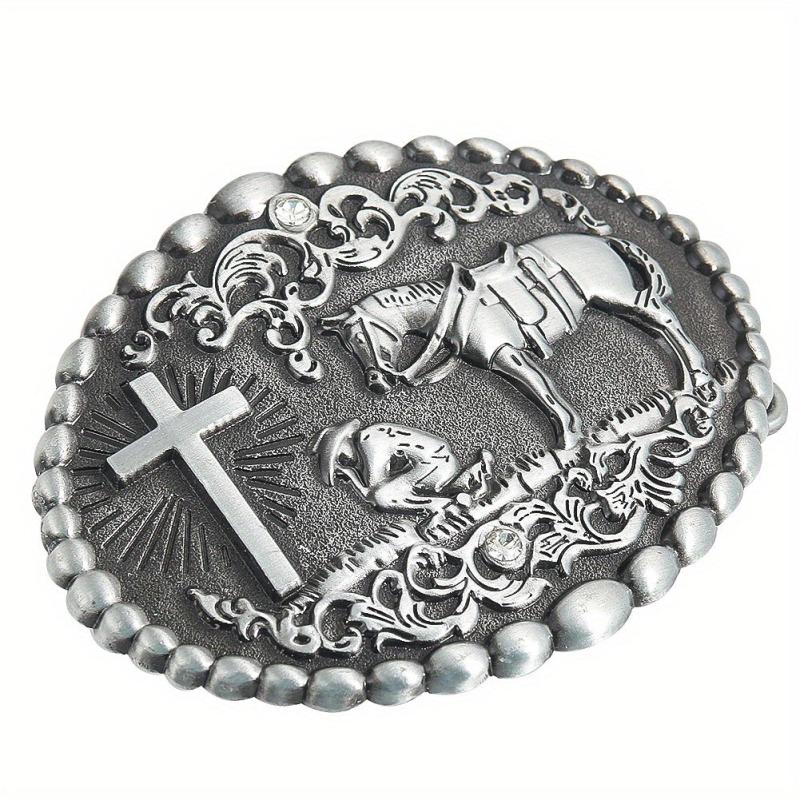 Zinc Oval Embossed Belt Buckle Charm Clasp Hook Jeans Accessory